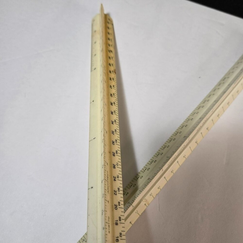 LOT (5) VTG 12" Engineer Architect Triangular Rulers Helix Hughes-Owens Keuffel - Picture 10 of 13